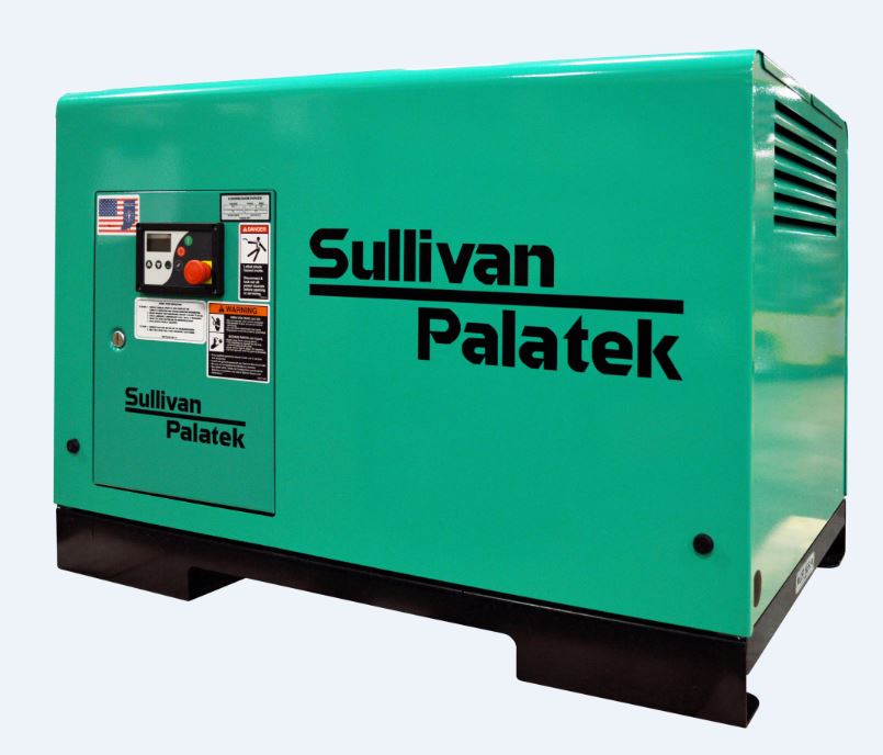 sullivan palatek 10M 10 HP base mount rotary screw air compressor with optional sound enclosure
